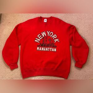 Vintage Jerzees XL Red New York Manhattan Crewneck Sweatshirt 100% cotton